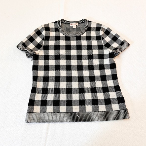 Brooks Brother Red Fleece Merino Wool Plaid Checkered Top SZ S - Picture 1 of 4
